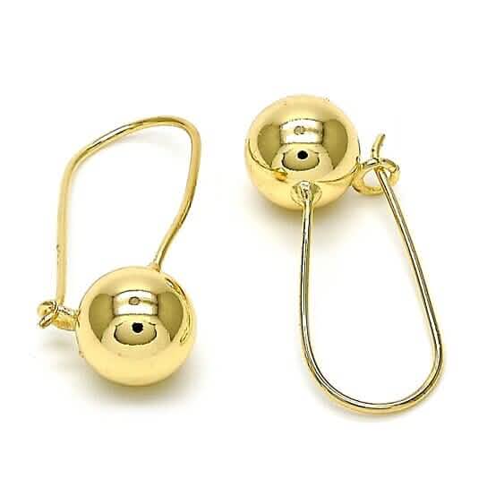 14K Gold Filled High Polish Finish Leverback Earring, Ball Design, Polished Finish, Golden Tone by DailySale