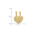 14k Gold Flowers MOMMY-ME Break-apart Heart Pendant Only by Fine Color Jewels