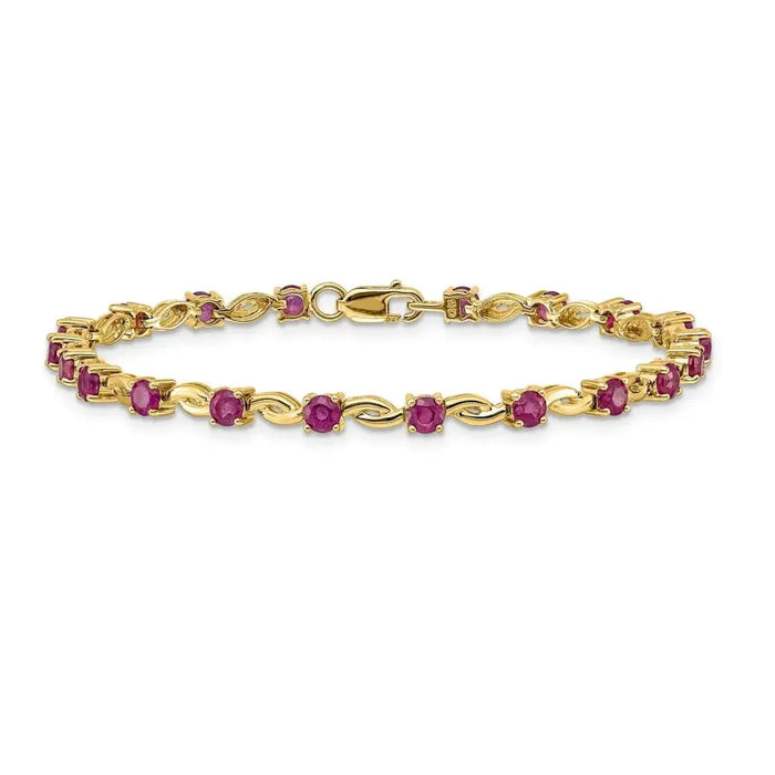 14k Gold Genuine Ruby Bracelet 2.8 Carats by Fine Color Jewels