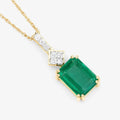 14K Gold Genuine Zambian Emerald and Diamond Slide Pendant by Fine Color Jewels