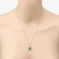14K Gold Genuine Zambian Emerald and Diamond Slide Pendant by Fine Color Jewels