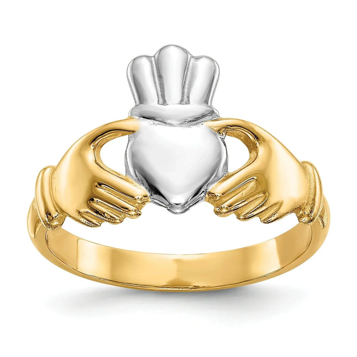 14k Gold Heart Claddagh Ring by Fine Color Jewels