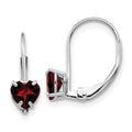 14k Gold Heart Gemstone Leverback Earrings by Fine Color Jewels
