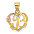 14k Gold Heart Initial Pendants by Fine Color Jewels