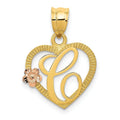 14k Gold Heart Initial Pendants by Fine Color Jewels