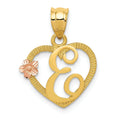 14k Gold Heart Initial Pendants by Fine Color Jewels