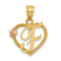 14k Gold Heart Initial Pendants by Fine Color Jewels