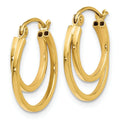 14K Gold Hinged Double Hoop Earrings by Fine Color Jewels
