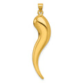 14k Gold Hollow 3-D Italian Horn Pendant by Fine Color Jewels