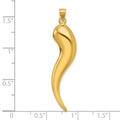 14k Gold Hollow 3-D Italian Horn Pendant by Fine Color Jewels