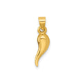 14k Gold Hollow 3-D Italian Horn Pendant by Fine Color Jewels
