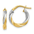 14K Gold Hollow Hoop Twist Earrings by Fine Color Jewels