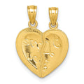 14k Gold I LOVE YOU broken heart Pendant for Couple by Fine Color Jewels