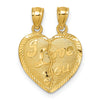 14k Gold I LOVE YOU broken heart Pendant for Couple