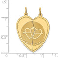 14k Gold I LOVE YOU Charm Pendant 2 Piece by Fine Color Jewels