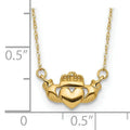 14k Gold Irish Claddagh Necklace by Fine Color Jewels