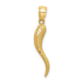 14k Gold Italian Horn Pendant by Fine Color Jewels