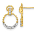 14K Gold Lab Diamond Circle Dangle Earrings by Fine Color Jewels