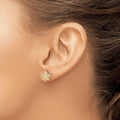 14K Gold Lab Diamond Fleur de Lis Post Earrings by Fine Color Jewels