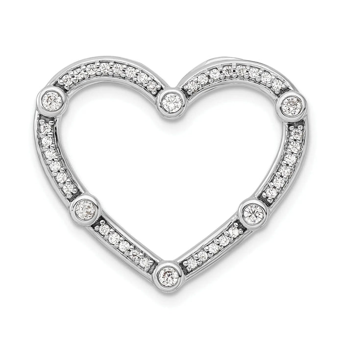 14k Gold Lab Diamond Open Heart Chain Slide Pendant by Fine Color Jewels