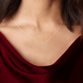 14K Gold Lab Diamond Open Teardrop Pendant Necklace by Fine Color Jewels