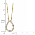 14K Gold Lab Diamond Open Teardrop Pendant Necklace by Fine Color Jewels