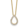 14K Gold Lab Diamond Open Teardrop Pendant Necklace by Fine Color Jewels