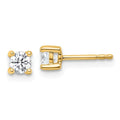 14k Gold Lab Diamond Round Solitaire Stud Earrings by Fine Color Jewels