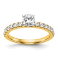 14K Gold Lab Diamond Solitaire Pave Ring by Fine Color Jewels