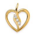 14K Gold Lab Diamond Three Stone Bypass Heart Pendant by Fine Color Jewels