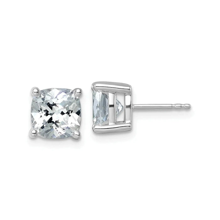 14K Gold Lab Grown Diamond Cushion Four Prong Stud Earrings by Fine Color Jewels