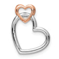 14k Gold Lab Grown Diamond Double Heart Chain Slide Pendant by Fine Color Jewels