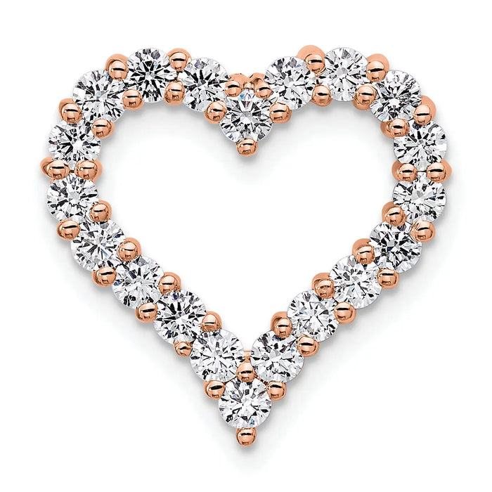 14k Gold Lab Grown Diamond Heart Chain Slide Pendant by Fine Color Jewels