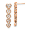 14K Gold Lab Grown Diamond Heart Dangle Post Earrings by Fine Color Jewels