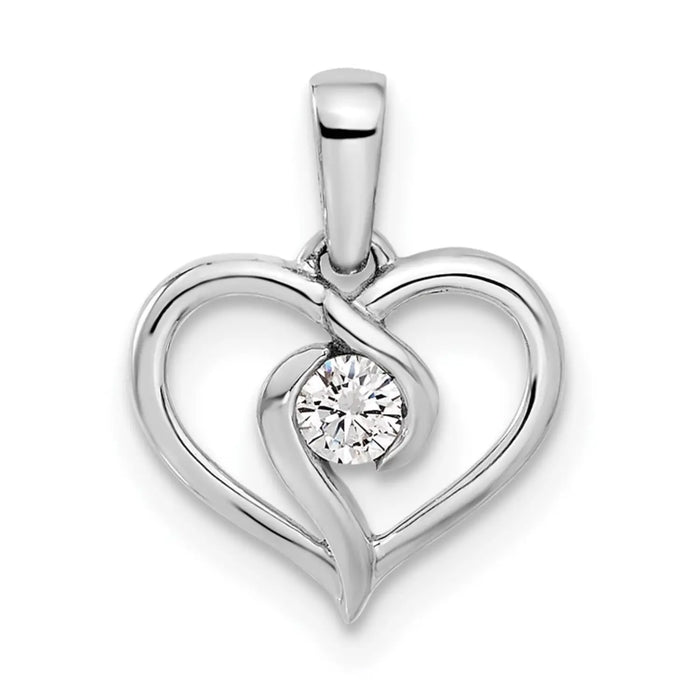 14k Gold Lab Grown Diamond Heart Pendant 1/10 carat by Fine Color Jewels