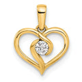 14k Gold Lab Grown Diamond Heart Pendant 1/10 carat by Fine Color Jewels