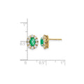 14k Gold Lab Grown Diamond Oval Emerald Halo Studs Earrings by Fine Color Jewels