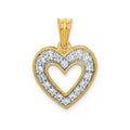 14k Gold Lab Grown Diamond Pave Heart Pendant by Fine Color Jewels