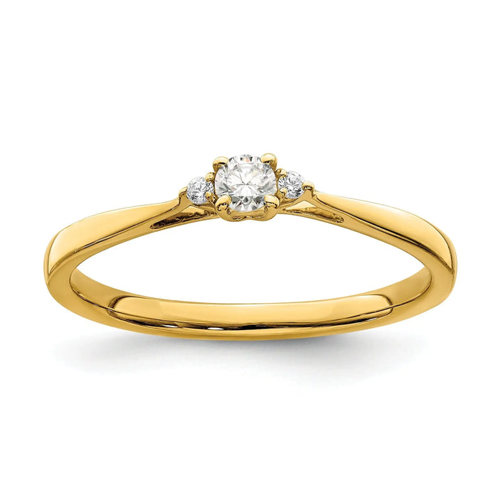 14k Gold Lab Grown Diamond Petite Three Stone Engagement Ring 1/8 carat by Fine Color Jewels