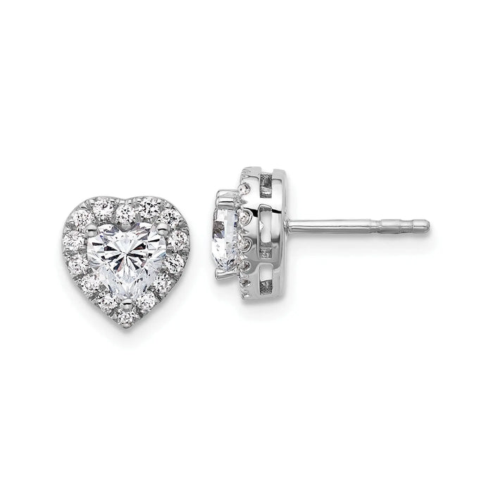 14k Gold Lab Grown Diamond Semi Mount Heart Post Studs Earrings by Fine Color Jewels