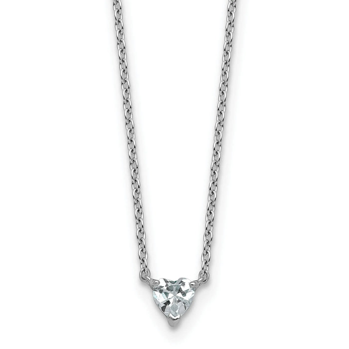 14k Gold Lab Grown Diamond Solitaire Heart Necklace by Fine Color Jewels