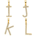 14K Gold Letter Initial Pave Diamond Pendant by Fine Color Jewels