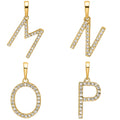 14K Gold Letter Initial Pave Diamond Pendant by Fine Color Jewels