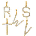 14K Gold Letter Initial Pave Diamond Pendant by Fine Color Jewels