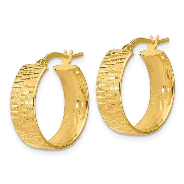14K Gold Lightweight Round Hoops Earrings by Fine Color Jewels