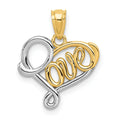 14k Gold LOVE Heart Pendant by Fine Color Jewels
