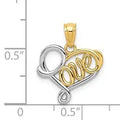 14k Gold LOVE Heart Pendant by Fine Color Jewels