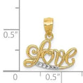 14k Gold LOVE Script Pendant by Fine Color Jewels