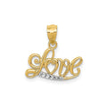 14k Gold LOVE Script Pendant by Fine Color Jewels