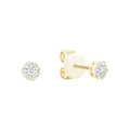 14k Gold Natural Diamond Cluster Studs Earrings by Fine Color Jewels
